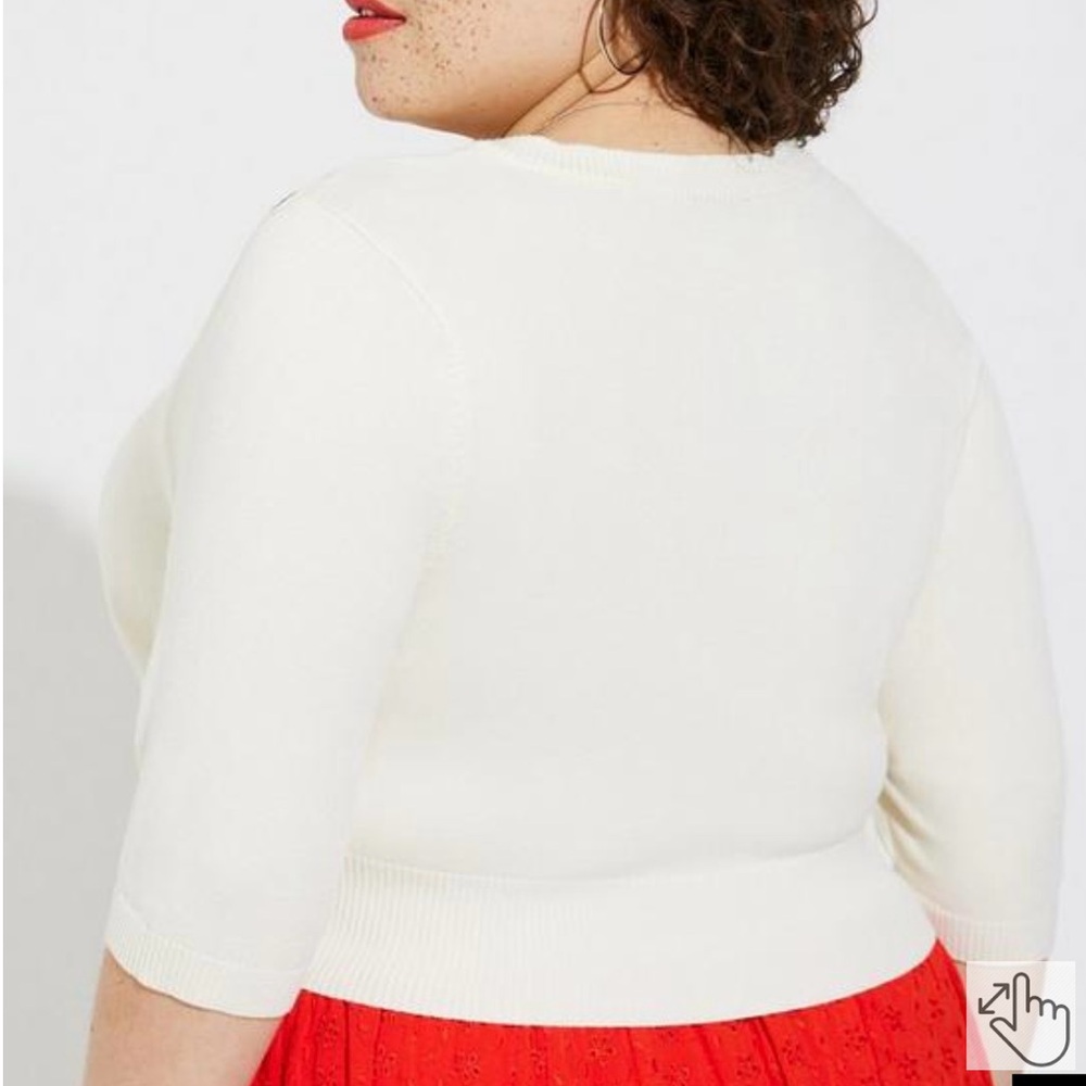 4x 26/28 fits 3x 4x ⭐️NEW Torrid Retro Chic Embroidered Cropped Cardigan - Picture 4 of 13